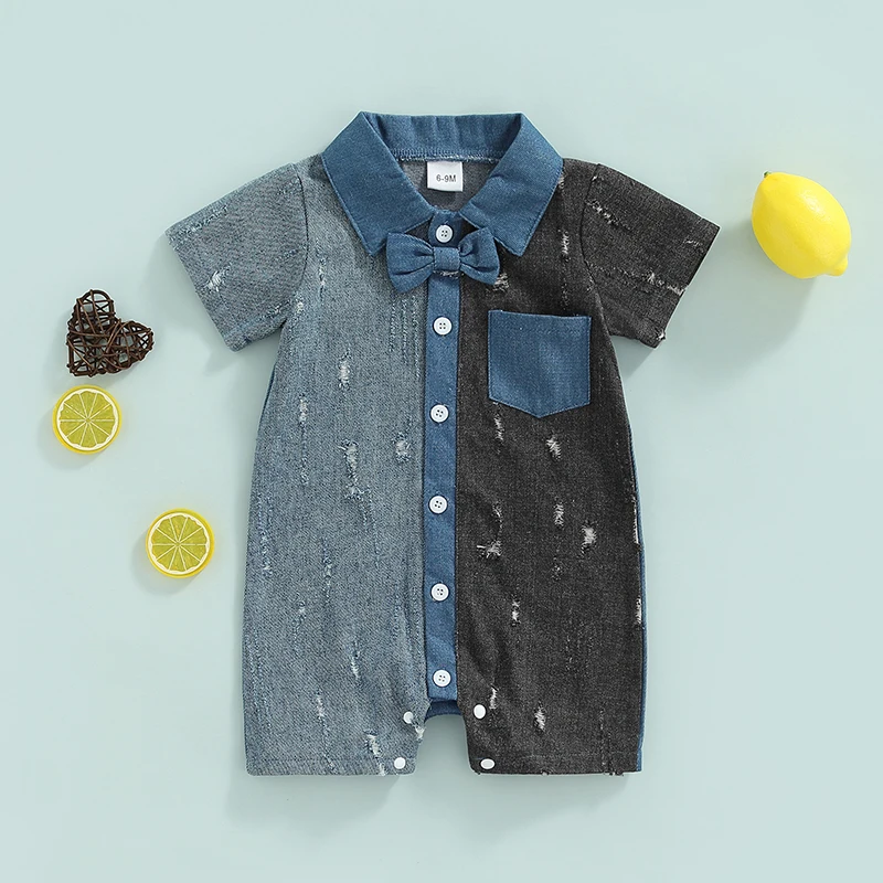 Focusnorm 018m Summer Infant Baby Boys Romper Clothes Color Matching