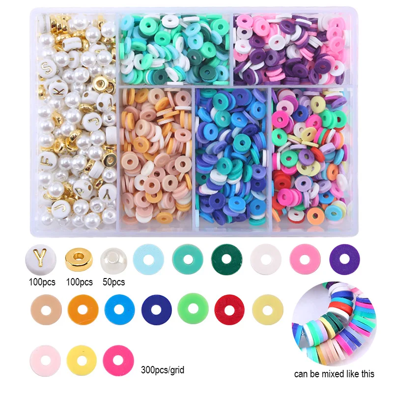 

6mm Polymer Clay Beads Kit For DIY Bracelets Necklaces 1750pcs/box PCV Mixture Clay Beads DIY Jewelry Accessories Making