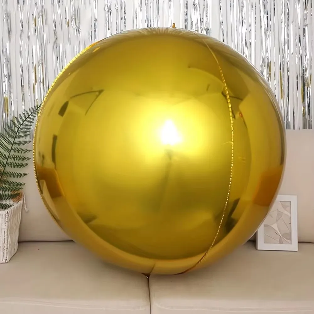 Elegant 32 Silver & Gold 4D Mylar Sphere Balloon for Celebrations and Events