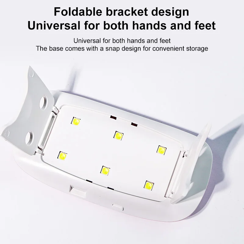 6W 미니 네일 건조기 기계 휴대용 6 LED UV 매니큐어 램프 가정용 네일 램프 USB 케이블로 폴란드어 광택 건조
