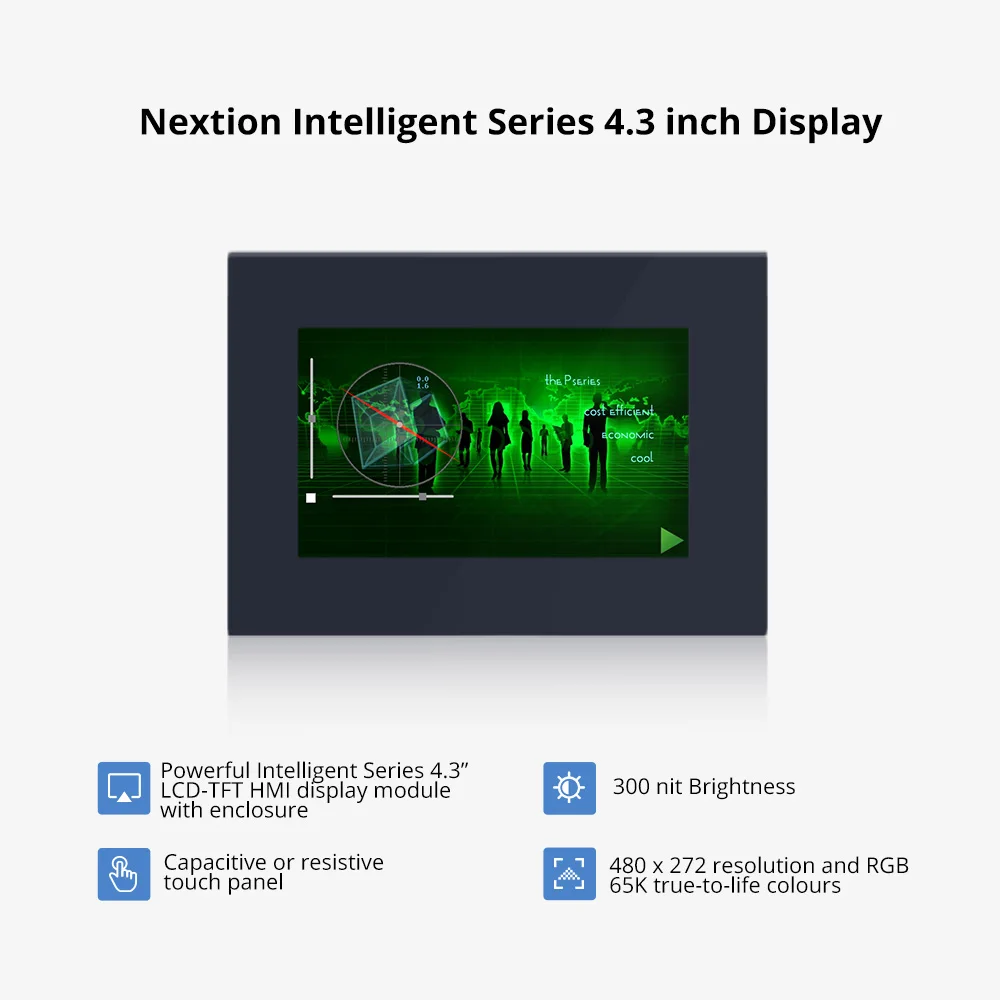 

NEW Nextion 4.3 Inch LCD-TFT HMI Display Capacitive/Resistive Touch Panel Module Intelligent Series RGB 65K Color With Enclosure