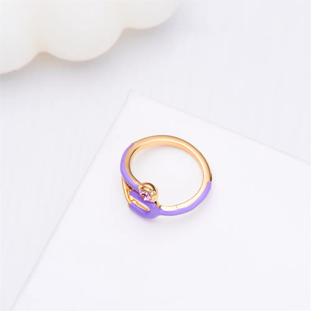 Punk Fashion Stethophone Ring Simple Luxurious Medical Purple Enamel Jewelry for Doctor Nurse Friends Accessory Gift