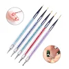 5pcs/Set 2 In 1 Dual-Ended Nail Art Liner Brushes With Crystal Handle Professional UV Gel Dotting Painting Drawing Pen DIY Tools 1