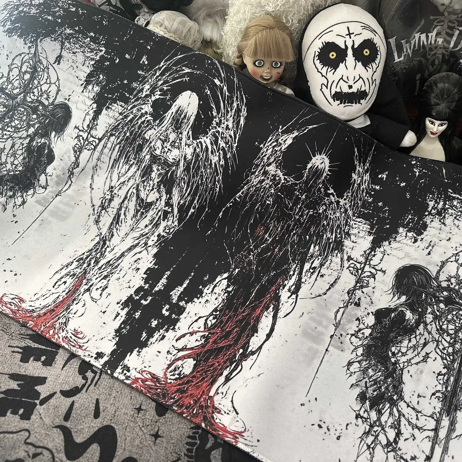 다크 엔젤 아트 디자인 대형 사이즈 미끄럼 방지 고무 마우스 패드 XXL 고딕 심볼 블랙 컴퓨터 게임 액세서리 키보드 매트