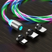 

Magnetic Charging Cable Flow Luminous Mobile Phone Cable Lighting Charger Wire For Samsung Xiaomi iPhone Micro USB Type C Glow