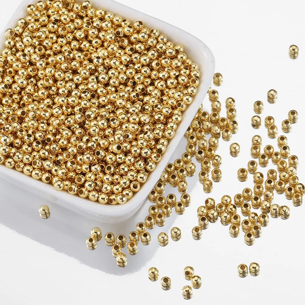 

30-100pcs Never Fade Brass Beads 18K Real Gold Plated Loose Round Beads For Jewelry Making DIY Necklace Bracelet Accessories