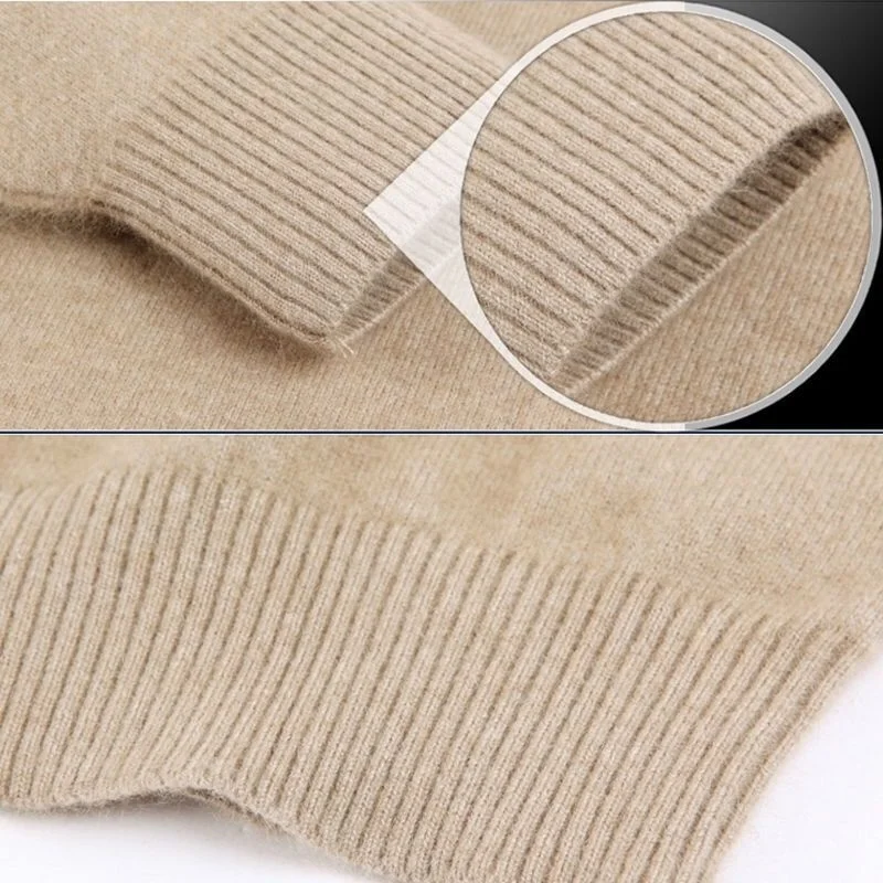 Men's 100% Pure Wool Cashmere Sweater V-Neck Pullovers Knitted Sweater Autumn and Winter New Long Sleeve High-End Jumpers Tops 6