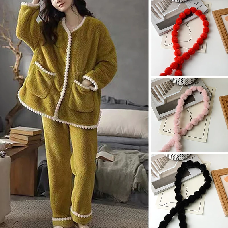 Faux Fur Ball Shape Fur Ribbon Crafts Sewing Trimming DIY Costume Edge Ribbon Furry Fluffy Sewing Craft Scarf Collar Tapes 1M