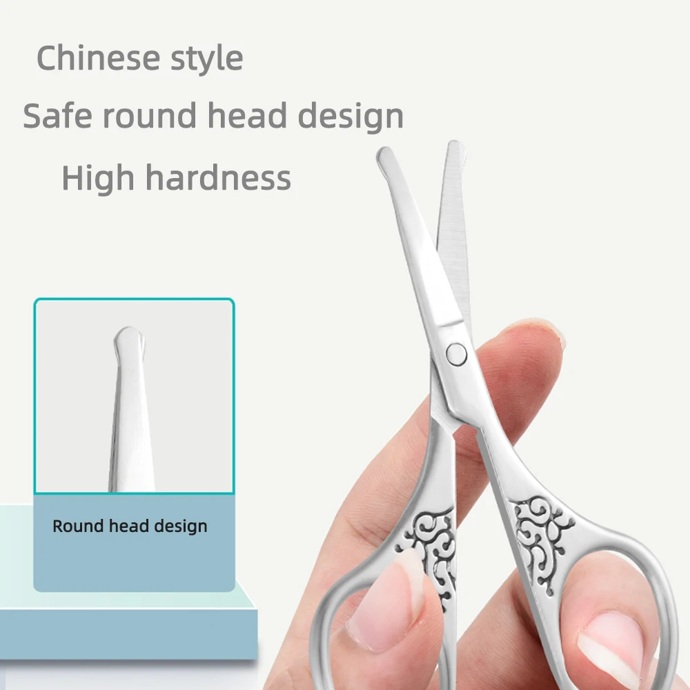 Chinese style Makeup scissors，Nose Hair Scissors，Stainless Steel Eyebrow Scissors,Safety Rounded Tip Small Scissors for Eyebrow 3