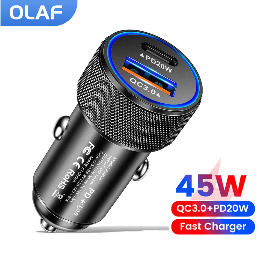 Usb Car Charger Type C Fast Charging Car Cell Phone Chargers For Iphone 13 12 Xiaomi Huawei