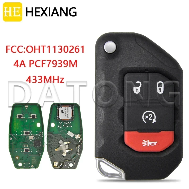 

HE Xiang Car Remote Key For Jeep Wrangler 2018-2019 FCCID OHT1130261 433MHz 4A Chip PCF7939M Smart Flip Keyless Entry