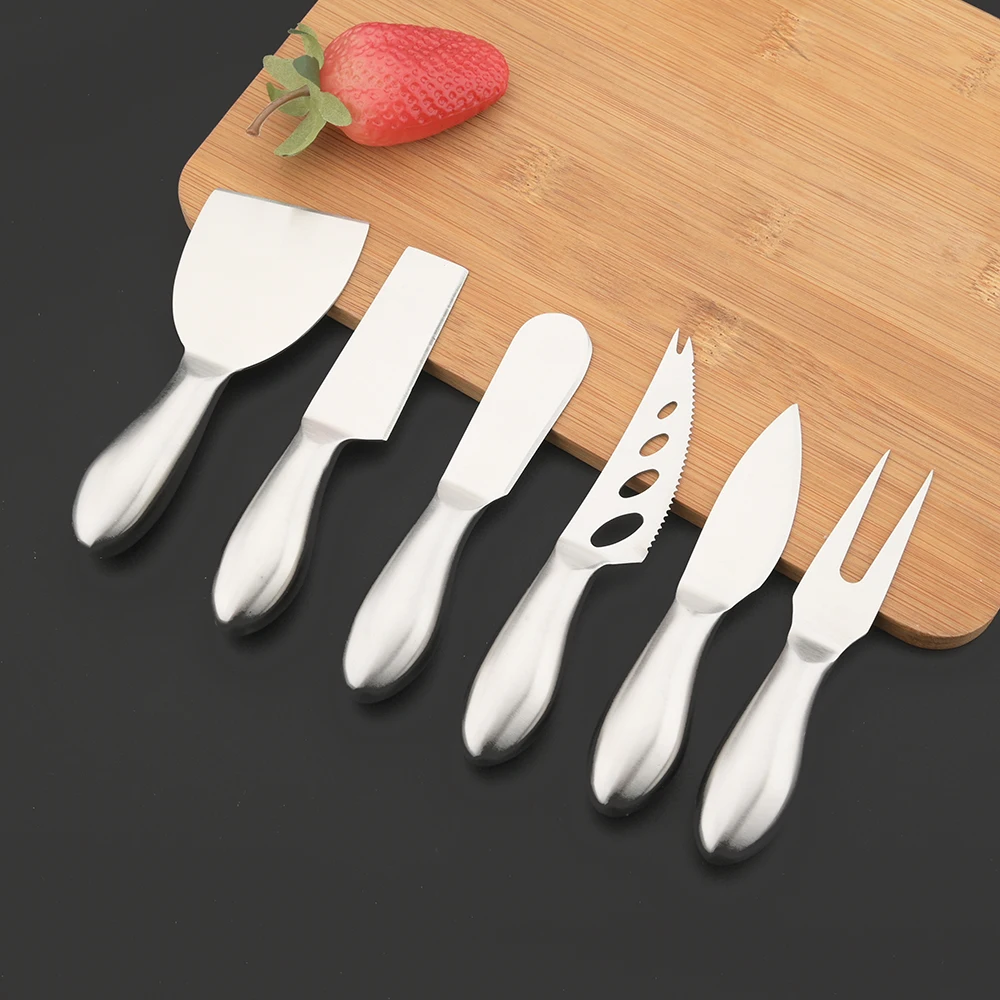 6Pcs/Set Matte Silver Mini Knife Fork Chisel For Butter Cheese Slicer Cutter Stainless Steel Cutlery Tool Kitchen Gadget