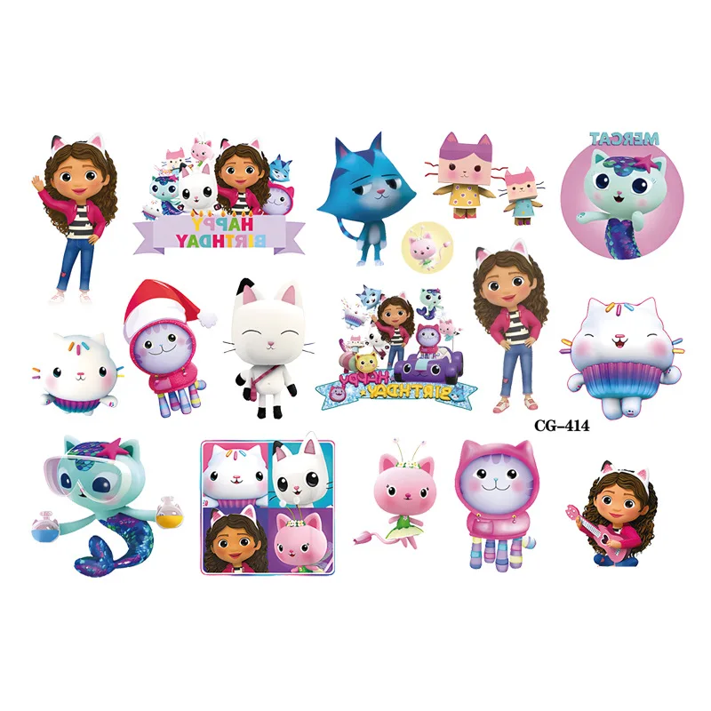 1Pcs Gabby Dollhouse Tattoo Stickers Temporary Tattoos For Kids Birthday Party Supplies Favors Cute Tattoos Stickers Decoration tattoo sticker temporary tattoos