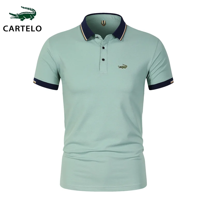 

Summer men's fashion casual business Short sleeve CARTELO embroidered POLO shirt anti-crease lapel breathable top T-shirt