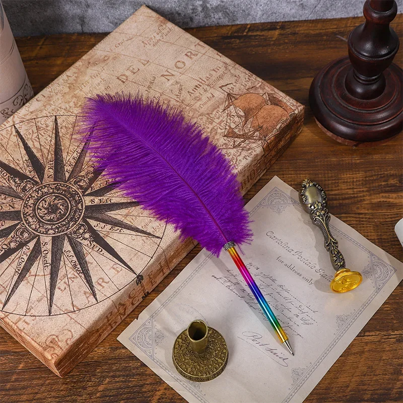 Lot De 12 Stylos à Bille Élégants Plumes Couleurs Assorties - Signature Mariage Et Fêtes