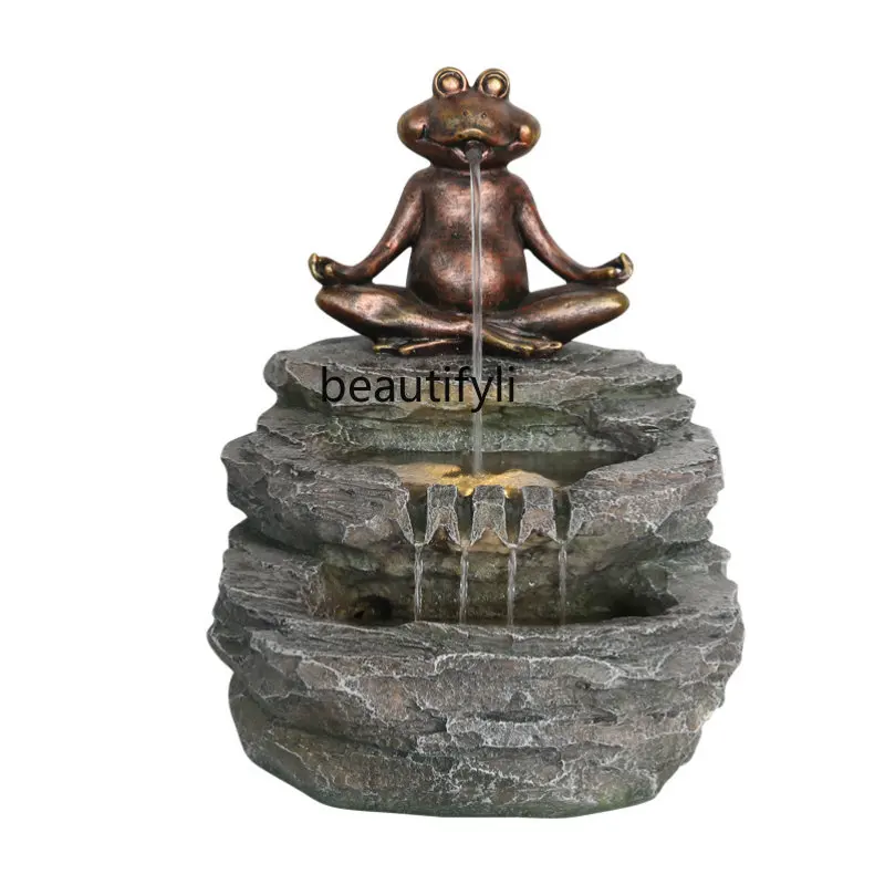 

yj Frog Flowing Water Ornaments Garden Courtyard Outdoor Fish Pond Landscape Landscaping
