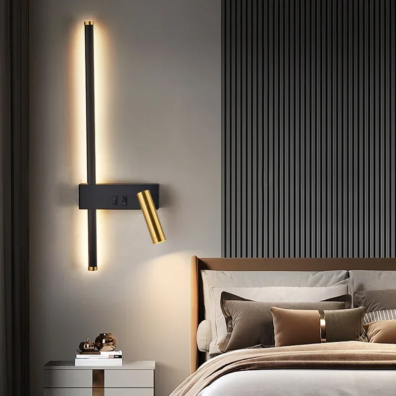 

Nordic Led Wall Lamp Interior Lighting living room sofa background wall decorative Long Strip reading lamp bedroom bedside