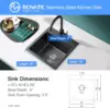 ROVATE 18x18 inch Drop in Kitchen Sink Black Nano Kitchen Bar Sink Top-mount Small Overmount Handmade 304 Stainless Steel Bar 4