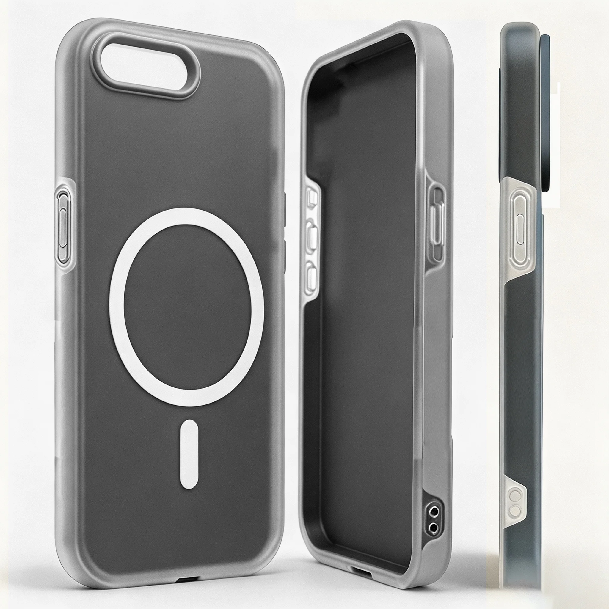 MagSafe-Compatible Magnetic Shockproof Silicone Case with Integrated Camera Cover