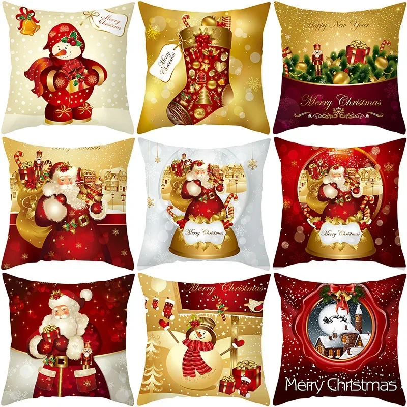 

Home Decoration Christmas Happy Santa Santa Pillow House Polyester Cushion Cushion funda de almohada