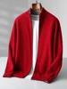 High-end Men Cashmere Sweater Zipper Cardigan Autumn Winter 100% Merino Wool Knitwear Thick Mock Neck Double Sided Wearable Coat 5