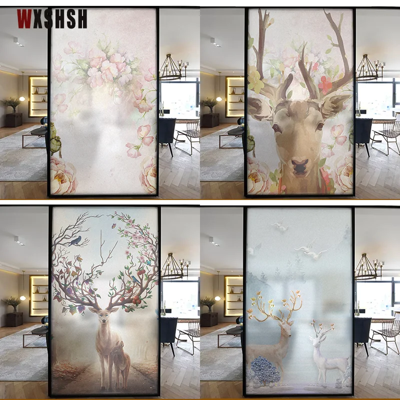 Deer Pattern Static Cling Window Film Vinyl For Cricut Privacy Protection  Home Decoration Stained Glass Sticker For Home Office - Decorative Films -  AliExpress