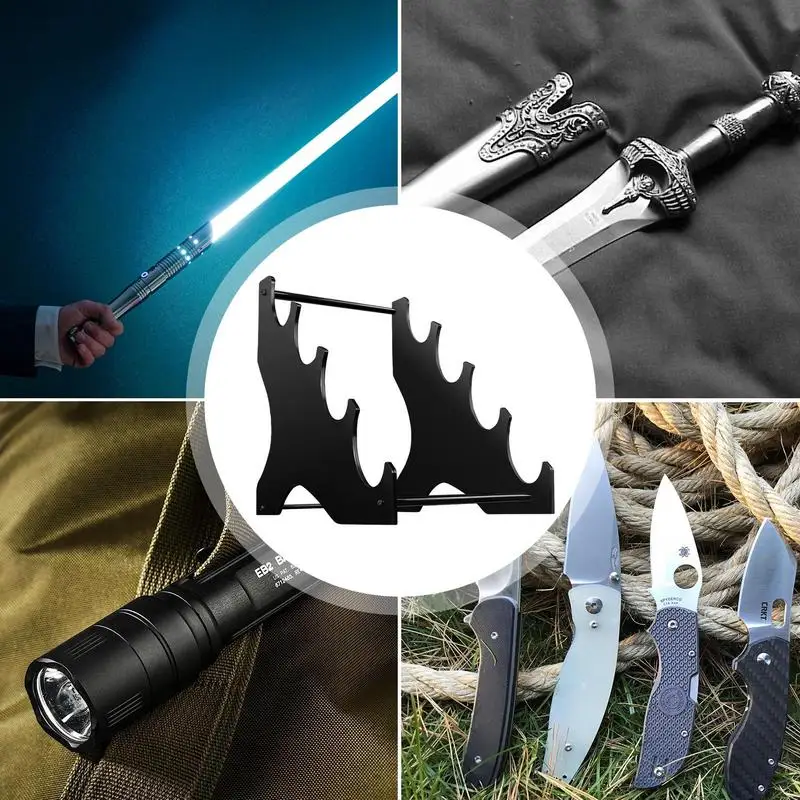 HHUXIUE Espositore per spada laser, supporto per spada laser da tavolo in acrilico, supporto per spada laser a 3 livelli, per spade e spade laser. (nero