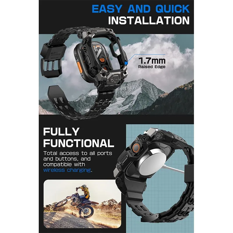 SUPCASE Rugged Sport Bumper Case with Adjustable Strap for Apple Watch Ultra 49mm