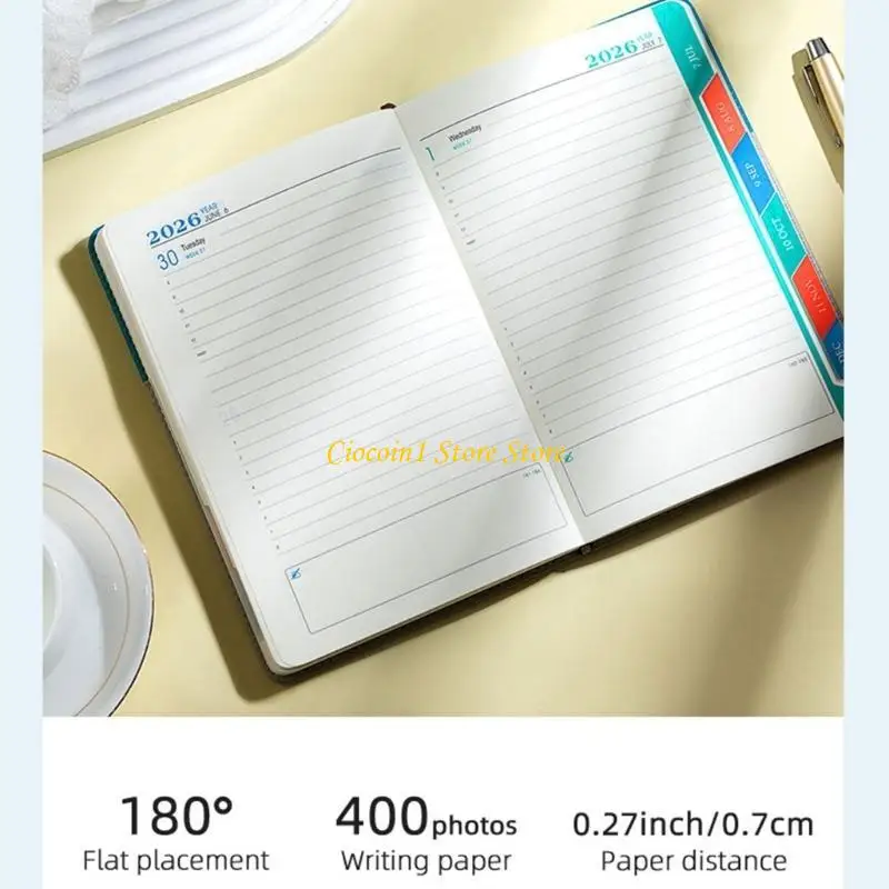 A3PC 2026 Tagesplaner, Softcover-Leder-Schulplaner mit bunter Monatsmarkierung – Detail 9