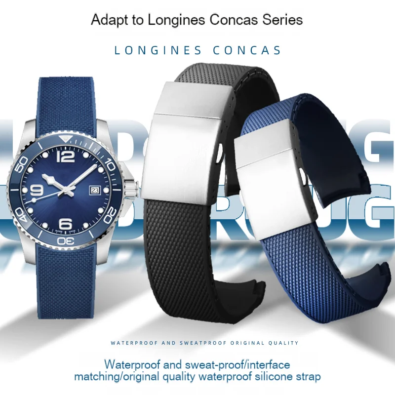 Cinturino In Gomma Per Longines Comcast Conquest Silicone Diving L3.742/781/642 644 Series Orologio Sportivo Da Uomo Bracciale A Catena 21Mm