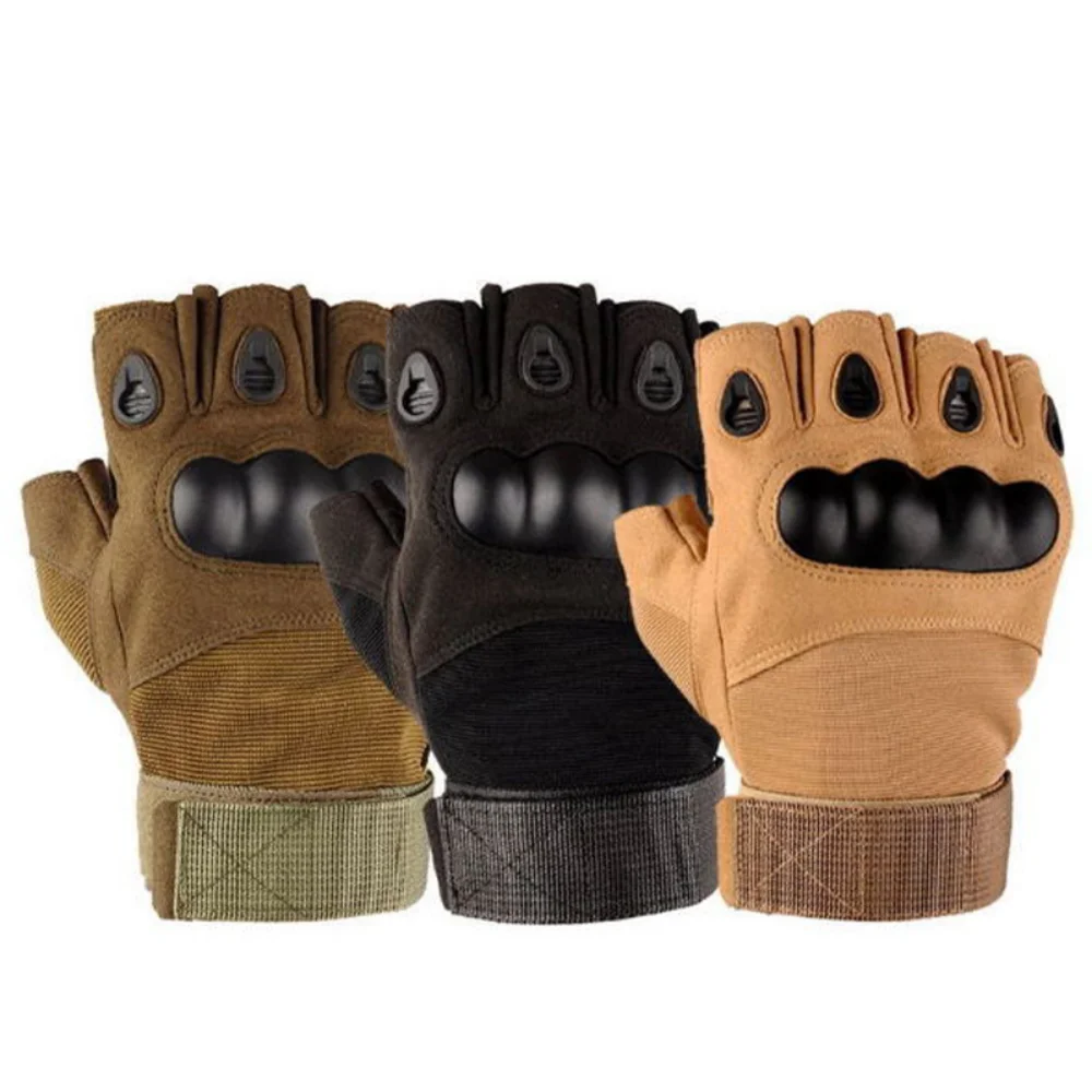 Outdoor Climbing Canvas Gloves Long Finger Hard Shell Tactical Gloves Special Forces Wear-resistant Anti Cut Hiking Riding Glove