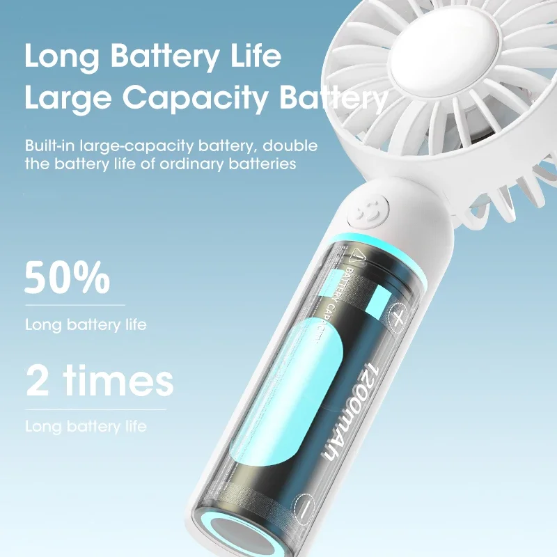 Handheld Mini Fan USB Rechargeable 3-Speed Portable for Office Desk Outdoor Travel Summer Cooling