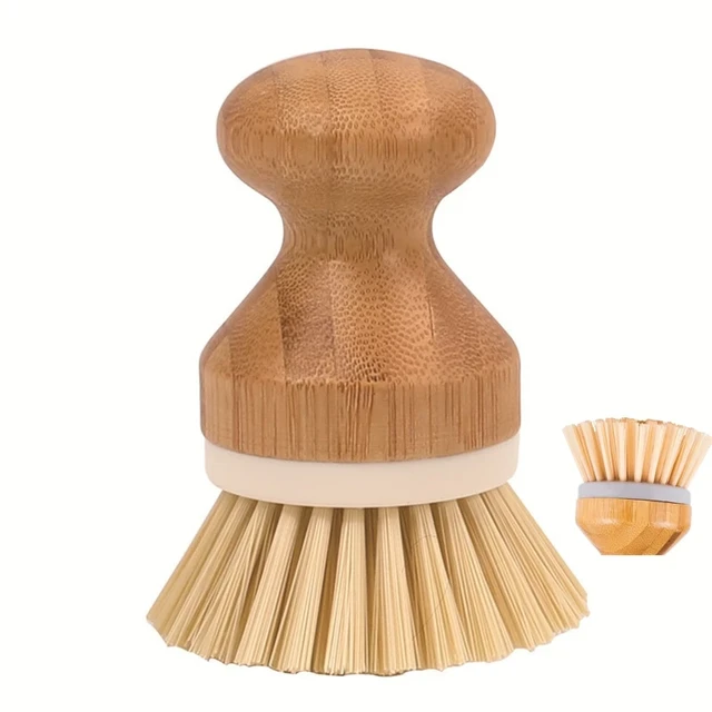 Palm Pot Brush Rubber Wood Round Mini Scrub Brush Natural Scrub Brush Wet  Cleaning Scrubber for Wash Dishes Pots Pans Vegetables - AliExpress