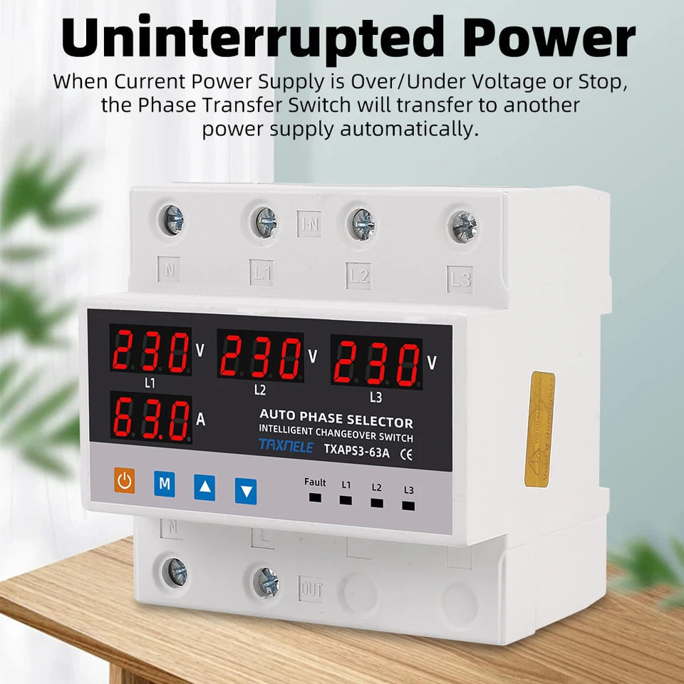 Commutateur De Transfert Automatique Double Alimentation 63A 4P - Pour Système Triphasé, Sécurité Et Continuité électrique !