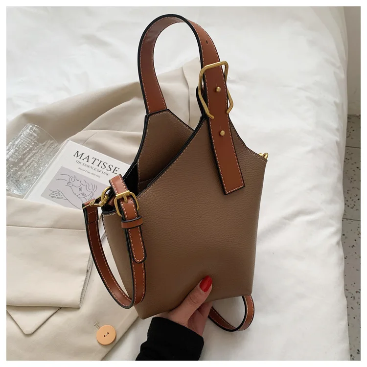 thumbnail image 1 of Bolso bandolera sencillo e informal francés para mujer, bolso de moda para teléfono móvil, bolso de mano de piel sintética, bolso de hombro, bolso tipo cubo, bolso de mano para mujer, 1 of 4
