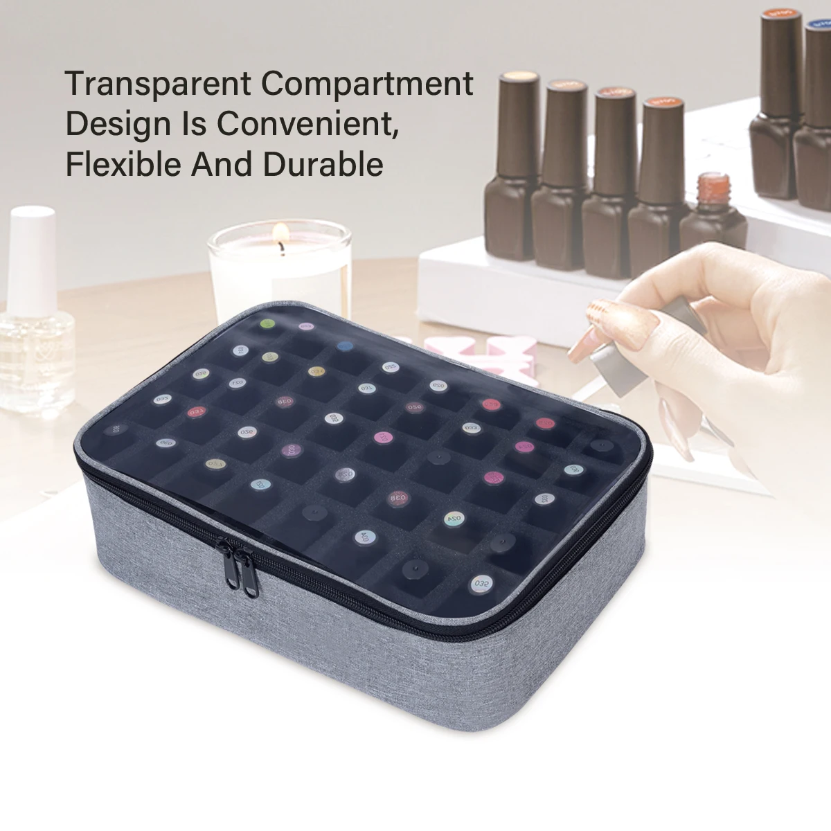 40 bottles nail polish storage bag, multi-color portable hand-held large cosmetic bag, holds up to 40 bottles (15 ml), nail dril 5