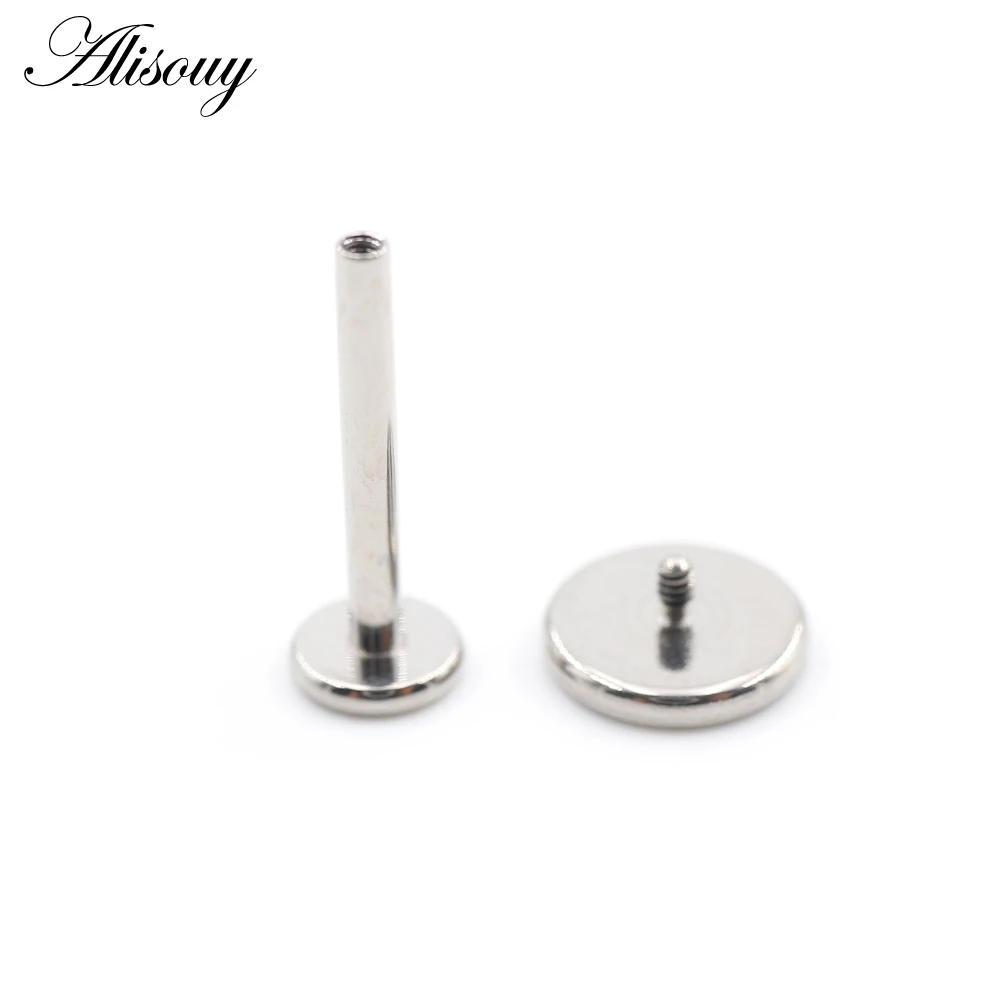 Titanium Anodized Flat Labret Lip Stud and Cartilage Barbell Earrings