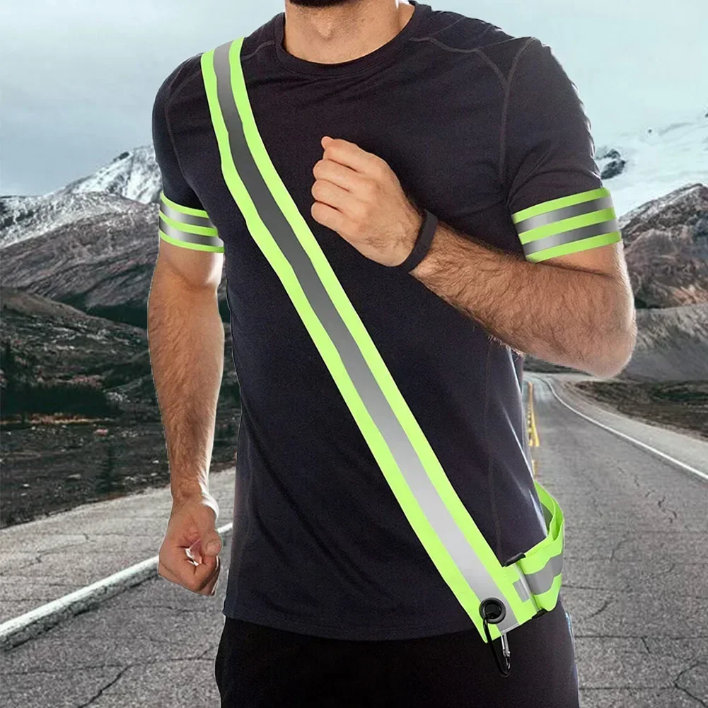 Reflective Safety Shoulder Belt High Visibility Reflective Elasticated Strip Adjustable Visible Night Safety Reflective Belt
