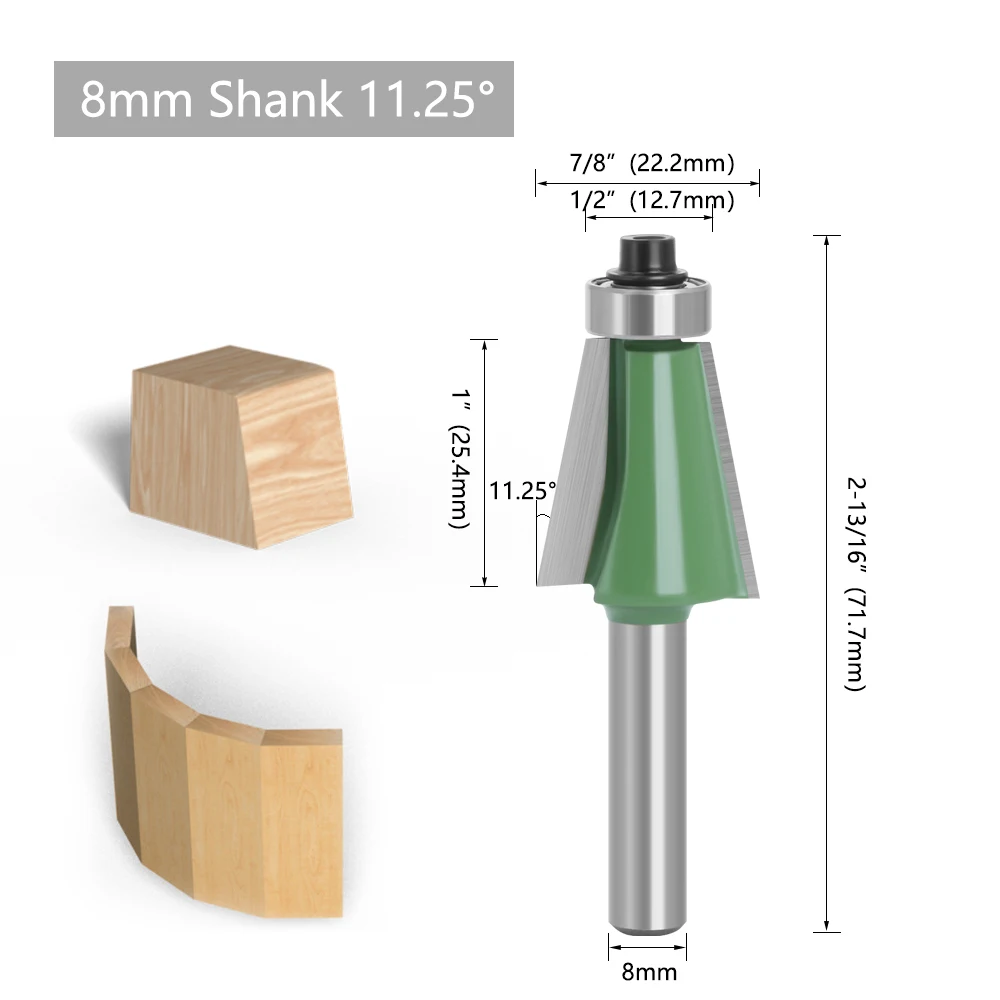 LAVIE 1pc 8mm Schaft Fase Router Bit 11-45 Grad Abschrägung Kanten Fräser Für Holz Holzbearbeitung maschine Werkzeuge – Detail 3