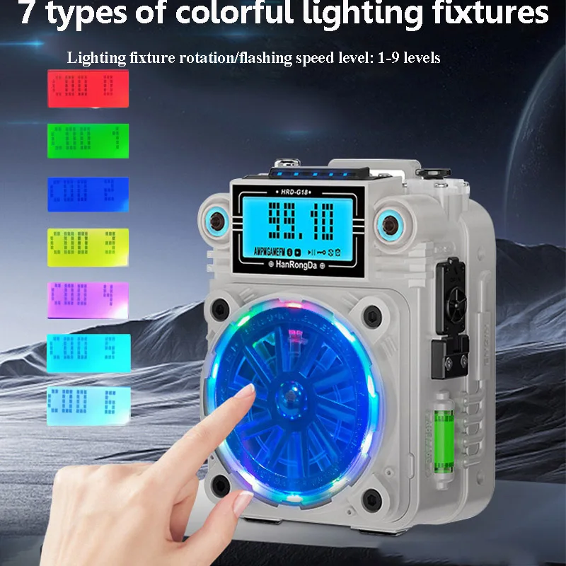 Mini Portable FM 76-108mhz Radio Portable DSP Radios Alarm Clock Wireless Metal Bluetooth Speaker TF Music Player APP Control