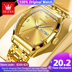 OLEVS Tonneau Dial Quartz Watch for Men Luxury Diamond Elegant Stainless steel Waterproof Luminous TOP Brand Wristwatch 5528