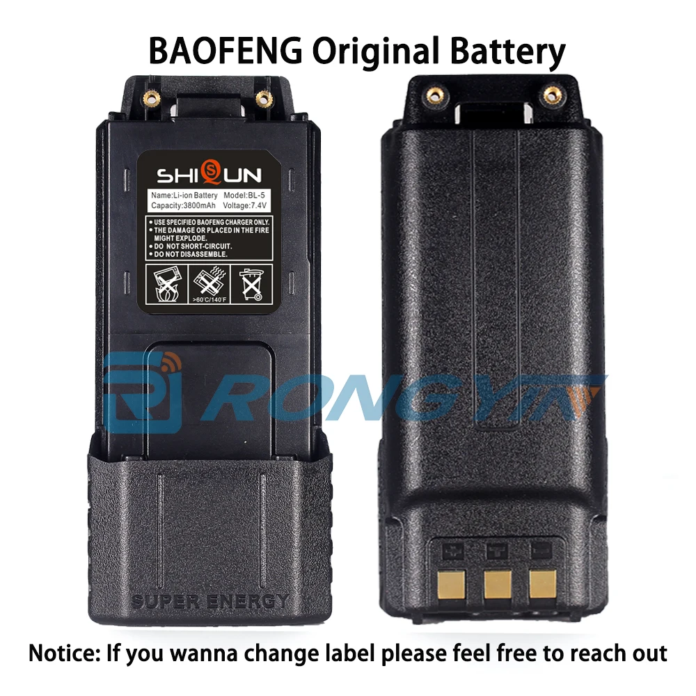 Boafeng UV-5R Walkie Talkie Battery 3800 mAh USB C Charger Enlarged for BF-F8HP UV5R UV-5RE UV-5RA 5RB 5RL GT-5R Radios Extended 5