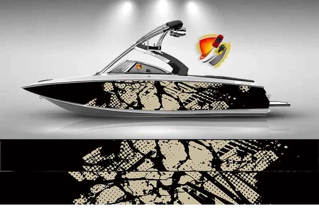 Abstract Blue Modern White Graphic Fishing Fish Boat Wrap Bass Kit Decal  Vinyl