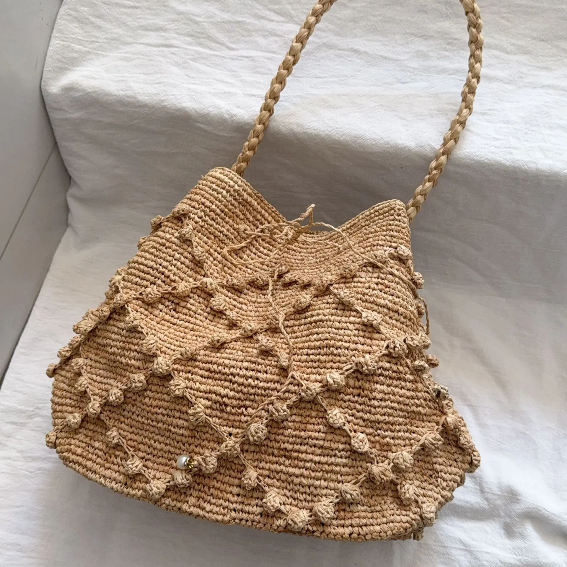 High Quality Imported Raffia Tote Bag Women Elegant Large Capacity Handbags Korean Fashion Designer Luxury Beach Shoulder Bags
