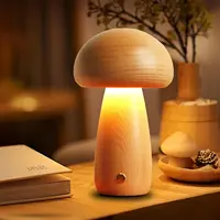 INS LED Night Light With Touch Switch Wooden Cute Mushroom Bedside Table Lamp For Bedroom Childrens Room Sleeping Night Lamps 1