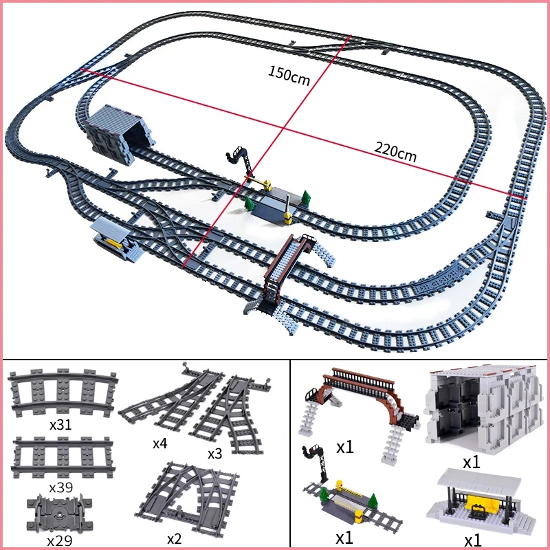Set De 2 Raíles Curvos Para Tren De Ciudad – Compatible Con Bloques De Construcción, ABS Resistente, Fácil Montaje, Regalo Para Niños Y Niñas