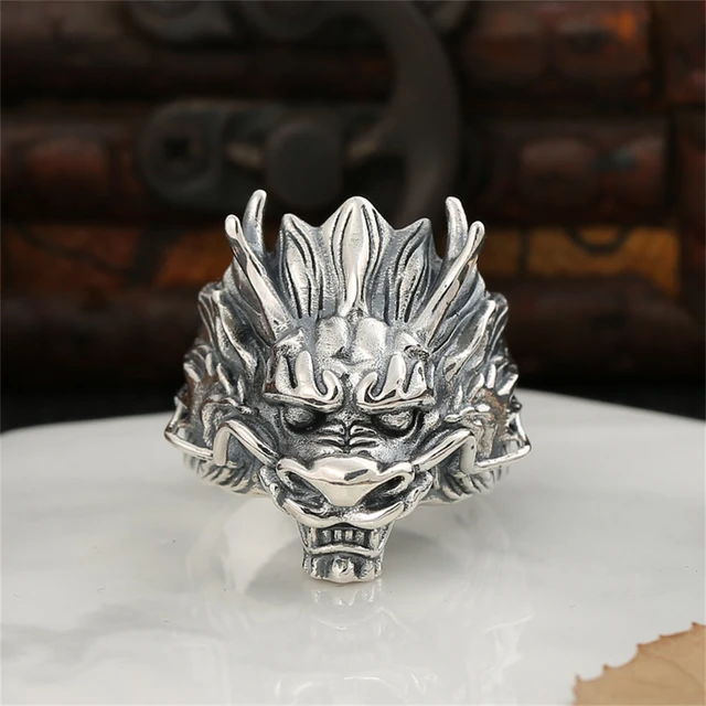 90s silver925 oriental Dragon ring