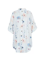 Plus Size Summer Women's Shirt V-neck Random Print Single Row Button Fashion Casual Loose Polyester Home Office Holiday - Image 2
