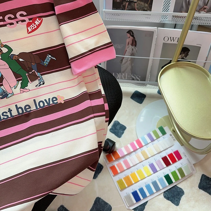 Short Sleeved T-shirt Women's Summer 2023 Trendy Stripe Polo Top Large Women's Shirts 5