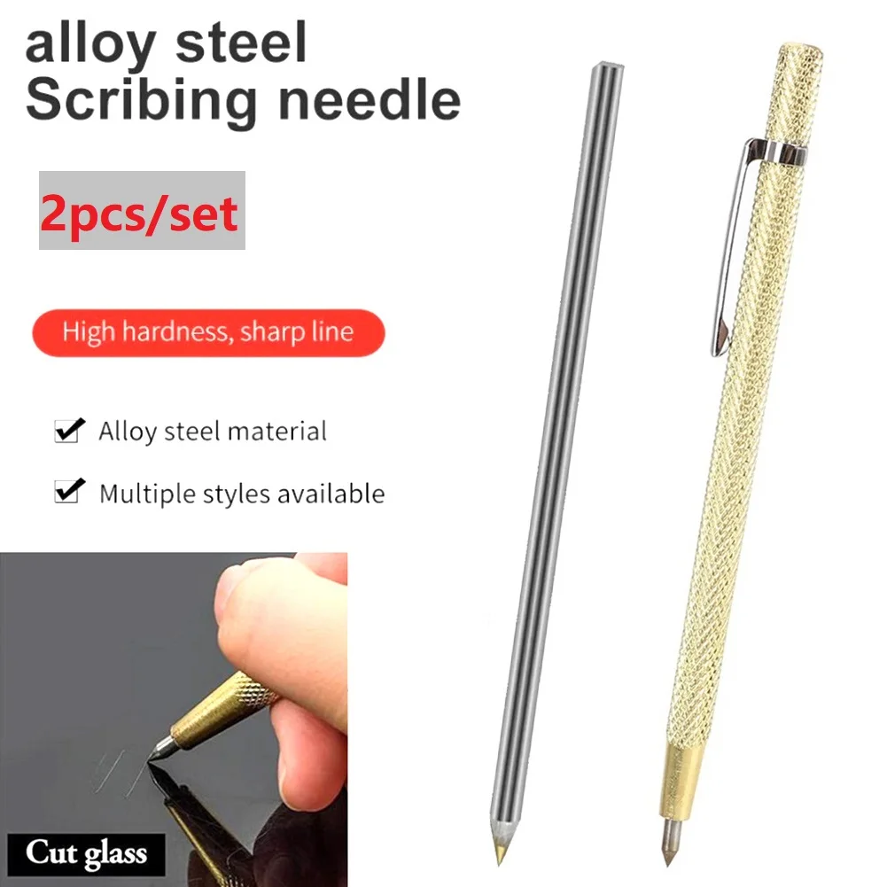 2pcs Diamond Metal Marker Engraving Pen Tungsten Carbide Nib Stylus Pen For  Glass Ceramic Metal Wood Engraving Hand Tools